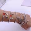 Pulsera con colgante de capullo de flor de loto nueva, plata de imitación, cuentas redondas pequeñas, pulsera para mujer, pulsera para amigas, regalo pequeño