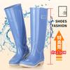 Botas de lluvia para mujer de tubo extra alto de 42 cm, gruesas, antideslizantes, para viajes en días de lluvia, botas de lluvia para mujer, zapatos de goma limpios, impermeables y de moda.