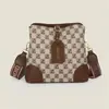 Bolso Nuevo para Mujer Bolso Cruzado de Retazos a Cuadros Gran Capacidad Retro Casual Bolso de Mano Bolso Cubo Textura Viaje Diario Bolso de Hombro Único