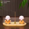 Lindo porta incienso de monje pequeño, quemador de incienso de sándalo y madera de agar, quemador de espiral para mosquitos, quemador de aromaterapia, decoración de mesa de té de monje estilo Zen