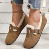Comércio Exterior Tamanho Grande Veludo Plus Slip-On Sapatos de Algodão para Mulheres Inverno Novo Retro Fundo Plano Fivela Quente Birkenstock Sapatos de Algodão Atacado