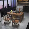 Nuevo Estilo Chino Balcón Madera Maciza Apartamento Pequeño Mesa de Té y Sillas Set Sala de Estar Kung Fu Mesa de Café Hogar Set Estación Integrada para Preparar Té