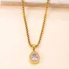 Pingente Único de Aço Inoxidável Transfronteiriço com Estilo Levemente Luxuoso, Banhado a Ouro 18K, Design de Gota de Água Fundida com Diamantes, Acessório de Colar em Aço Titânio