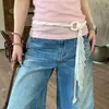 Cinto doce trançado de renda estiloso para mulheres, corda de cintura boêmia de nicho para combinar com vestidos e jeans, acessório