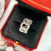 Anillo de Cadena Abierta Anillo Anillo Cadena Cruzada Cadena Entrelazada Anillo de Zirconia Incrustada Hueca Diamante Suizo Suministro en Vivo