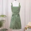 Vestido de Princesa con Correa Floral Simple Bolsillo Doble Delantal para Mujer Antipolución Cocina Casera Resistente al Aceite Ropa de Trabajo