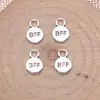 12x 8mm 0.5g plata antigua DIY accesorios para collar pulsera placa inglesa colgante redondo BFF