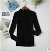Tejido de punto Otoño Nuevo para Mujer 2020 Invierno Ajustado Cuello Alto Simulado Camiseta Base Ajustada Casual de Manga Larga Top