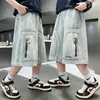 Shorts de Mezclilla Finos de Verano para Niños 2026 Estilo Nuevo Ropa de Verano para Niños Grandes Pantalones de Longitud Media para Niños Ropa de Trabajo para Niños Pantalones 7/8