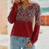 Sitio Independiente Camiseta Amazon Estilo Étnico Otoño e Invierno Nuevo Mu Moda Transfronteriza Casual Cuello en V 2026 Europea y Americana Manga Larga Te