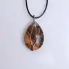 Colar Árvore da Vida de Cristal Rosa Natural Exportação Transfronteiriça Fornecimento de Novo Produto Outono e Inverno Europeu e Americano Pingente de Casal em Forma de Gota