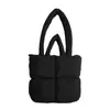 Bolsa de Algodón Rellena de Plumas para Mujer, Bolso Simple a Cuadros, Bolso Tote Trendy de Nicho 2025 Suave Ligero de Gran Capacidad