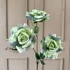 Flor de Rosa Artificial 3 Cabezas Rosa Nieve Boda Flor Artificial Salón de Bodas Banquete de Compromiso Arreglo Floral Decoración