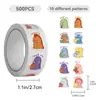 500 Hojas/Rollo Pegatinas de Rollo de Dinosaurio de Recompensa para Niños Pegatinas de Animales de Dibujos Animados Más Vendidas Decoración de Regalo Pegatinas de Sellado