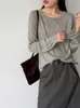 O novo produto de outono da Juzhi é um top versátil de gola redonda, slim fit, estilo retrô coreano 6710