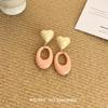 Pendientes Ovalados Simple Pink Love 2024 Nuevo Diseño Nicho Sentido Personalidad Moda Dulce Pendientes Versátiles