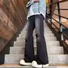Calça Jeans Masculina Retro Americana Desgastada Rasgada com Barra Crua Estilo High Street Americana Calça de Nicho Emagrecedora Perna Reta Longa