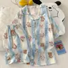 2026 Pijamas Nuevos de Color Sólido para Mujer Verano Algodón Nube Gasa Manga Corta Estilo Japonés ins Lindo Ropa de Casa Verano