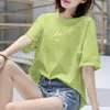 Marca de Comércio Exterior~Camiseta de Verão de Manga Curta para Mulheres de Meia-Idade e Idosas com Treze Linhas, Modelagem Solta, Estilo Mãe, Roupa Feminina de Tamanho Grande