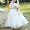 Vestido de Princesa de Verano para Niñas 2025 Vestido de Dama de Honor Disfraz de Cumpleaños para Actuación Vestido Abullonado de Fibra de Poliéster para Niños