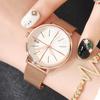 Reloj de mujer con correa de malla, reloj de moda para mujer de alta gama, reloj de cuarzo con correa de acero de marca 88002 Nails