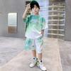 Traje de Verano para Niños 2025 Nuevo Estilo Ropa Deportiva de Manga Corta para Niños, Éxito de Celebridad de Internet en la Calle, Guapo y a la Moda