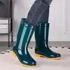 Botas de Lluvia para Mujer, Botas de Goma para Exteriores de Caña Media-Alta, Botas Largas Impermeables, Botas de Lluvia Ligeras Antideslizantes, Botas de Agua para Cocina y Lavado de Autos para Mujer