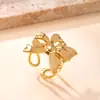 Anillo Popular Transfronterizo para Mujer, Anillo de Acero Inoxidable con Baño de Oro de 18 Quilates Moderno y de Alta Gama, Anillo de Acero de Titanio con Lazo Prensado en Aceite