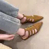 Sandalias Romanas de Punta Cerrada Tejidas Estilo Retro con Decoración de Remaches Transpirables para Mujer para Usar al Aire Libre Verano 2026 Nuevas Llegadas