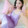 Comercio Exterior Verano Hilo de Hielo Tirantes Pijama Mujer Camisón de Verano Hilo de Hielo Holgado Talla Grande Seda Fina Sexy Ropa de Casa