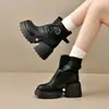 Botas de Pantalón de Suela Gruesa para Aumentar la Altura Estilo Británico Más Vendidas para Mujer Nuevas Llegadas Otoño/Invierno 2026 Botines para Personas Petitas y Delgadas Botas Martin