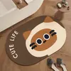 Alfombrilla de Baño para Gato Estilo Dibujo Animado, Absorbente de Agua, Secado Rápido, Felpudo Antideslizante, Personalizable, Alfombrilla de Tierra de Diatomeas Resistente a Manchas