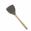 Cuchara de silicona de cabeza redonda, pala de silicona, utensilios de cocina de 9 piezas con mango de madera transparente, juego de utensilios de cocina