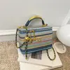 Bolso de Mano Texturizado de Alta Calidad para Mujer, Estilo Playa Verano 2026, Bolso Cruzado con Cadena de Textura Tejida