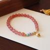 Pulsera de Cristal de Fresa Natural para Mujer Joyería de Perlas de Agua Dulce Calcedonia Flores Pequeñas Frescas Nueva Pulsera al Por Mayor