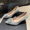 Tacones altos para mujer con pedrería y lentejuelas, punta fina, nuevo estilo verano 2026, zapatos sin cordones, tacón fino, cómodos para usar todo el día, aptos para uso en exteriores