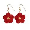 Estilo Nuevo Estilo Hyun Ya Pendientes de Girasol Tejidos de Lana Tendencia para Niñas Fresco Felpa Felpa Bola Flor Joyería para Orejas