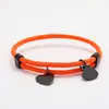 Pulseira de Corda Spot Milão Transfronteiriça Palavra em Branco Sem Palavras Coração de Pêssego Oblíquo Material Aço Inoxidável Pulseira de Corda Trançada Ajustável