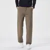 Calça esportiva grossa de outono para homens, calça comprida casual, calça de moletom de algodão tricotado com perna reta para corrida, calça casual tricotada