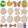 Manualidades de decoración de fiesta de Pascua transfronteriza, procesamiento de colgantes pequeños, graffiti DIY pintado a mano, pequeñas virutas de madera en blanco
