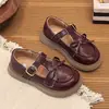 Zapatos de Cuero para Niñas 2026 Primavera y Otoño Estilo Nuevo Niña Bebé Correa en T con Lazo Suela Suave Elegantes Dulces Zapatos de Princesa para Niños