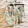 Roupa de praia casual para homens Verão Fino Solto Bonito Roupas à beira-mar Shorts havaianos Camisa de flores Pacote de duas peças