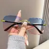 Gafas de Sol de Moda Sin Marco UV400 para Mujer, Lentes Degradados de Moda, Bonitas Gafas de Sol