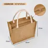 Bolsa de arpillera al por mayor en stock Bolsa de yute para compras DIY Bolsa de mano con cremallera ecológica Bolsa de arpillera con patrón imprimible