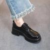 Zapatos Oxford de Cuero Pequeños con Cordones Blancos para Mujer, Primavera Nuevo, Zapatos de Una Capa, Mocasines de Plataforma de Suela Gruesa para Combinar con Todo, Mocasines con Altura Interior
