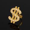Anillo hip-hop transfronterizo con símbolo de dólar de Europa y Estados Unidos, aleación, en vivo, popular, anillo exagerado, joyería para hombres y mujeres, fabricantes, venta al por mayor