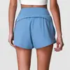 Shorts Esportivos de Secagem Rápida Cintura Cruzada Levanta Bumbum Soltos Calças Fitness Calças de Corrida Treinamento Yoga Roupa de Verão Anti-exposição
