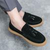 Mocasines de verano transpirables esmerilados de lobo de Xinjiang del norte para hombre, zapatos slip-on realzados, estilo coreano, zapatos de cuero casuales, cabello