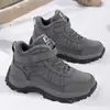 Zapatos de caminar con forro polar para otoño e invierno, para mediana edad y personas mayores, para hombre, punta redonda, cálidos de algodón, zapatos de algodón, para mujer, transfronterizos, talla grande, en stock, burdeos