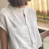 Camisa de Algodón y Lino Artística de Verano 2026, Talla Grande Holgada Adelgazante, Camisa de Moda para Mujeres de Tallas Grandes